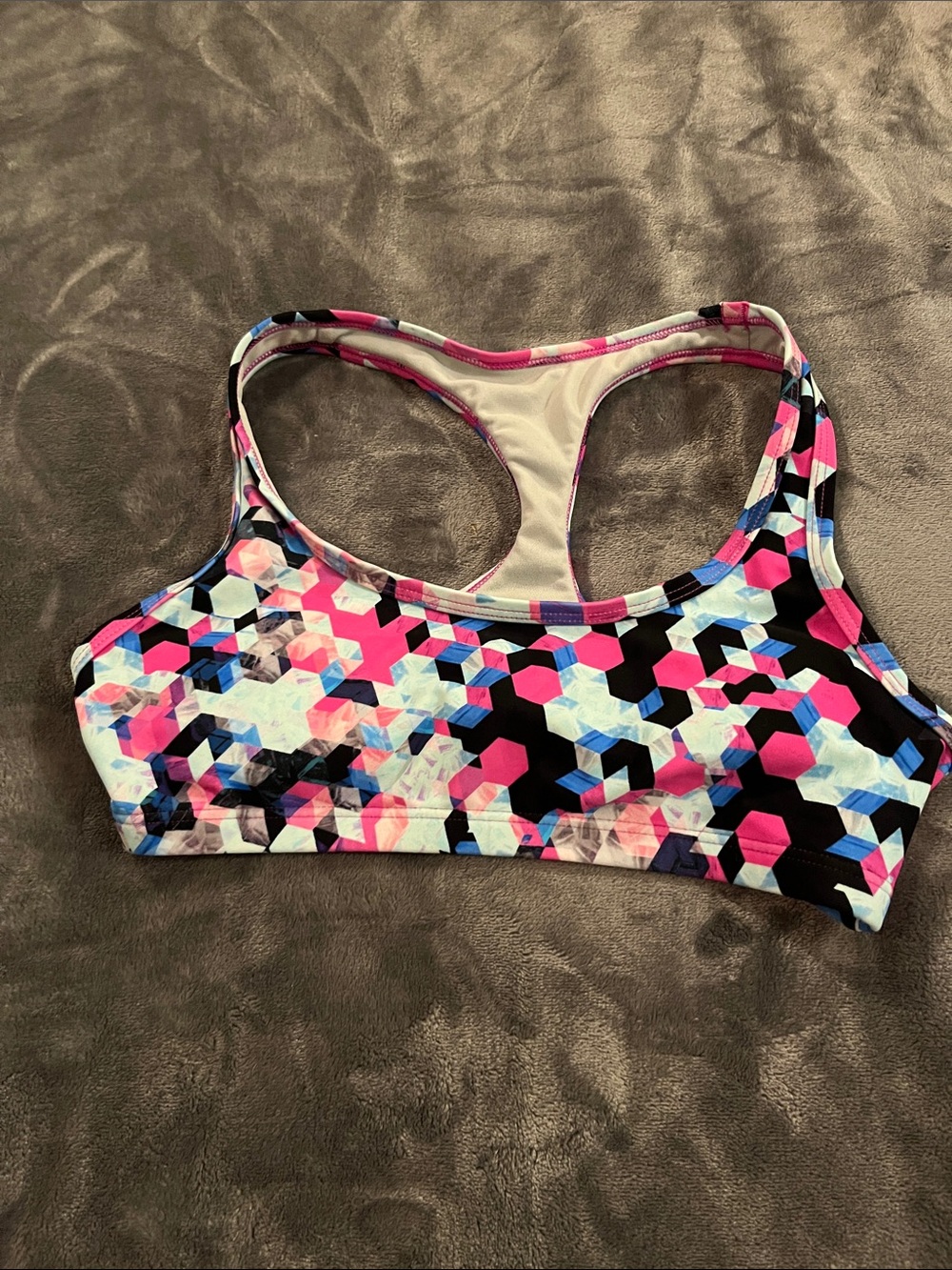 Speedo Pink & Blue Geo Racerback Sports Bra